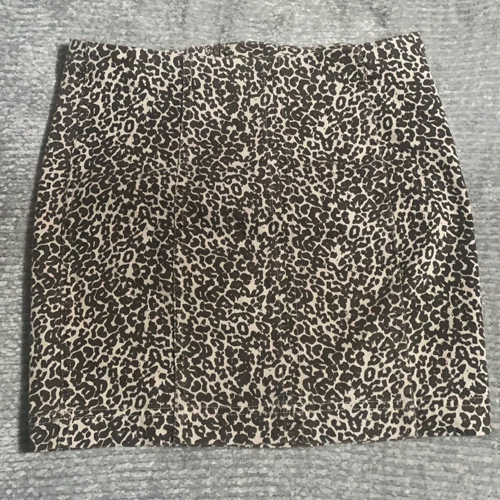 Free People- Modern Femme Novelty Mini Denim skirt in Leopard Print